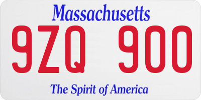 MA license plate 9ZQ900