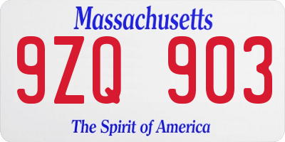 MA license plate 9ZQ903