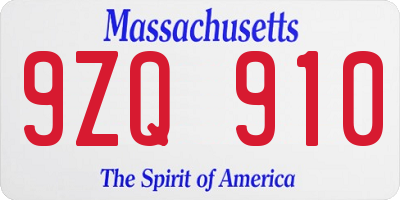 MA license plate 9ZQ910