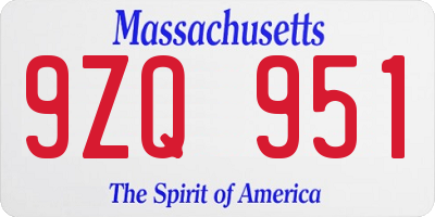 MA license plate 9ZQ951