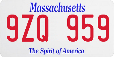 MA license plate 9ZQ959