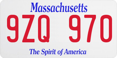 MA license plate 9ZQ970