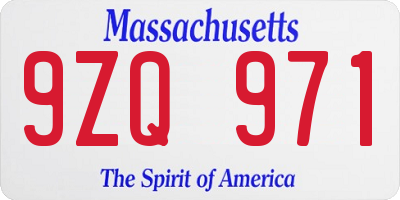 MA license plate 9ZQ971