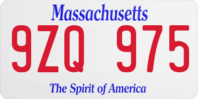 MA license plate 9ZQ975