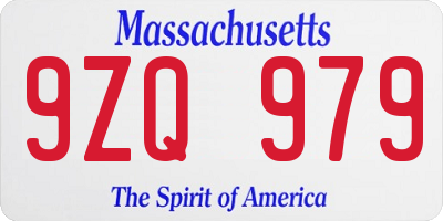 MA license plate 9ZQ979