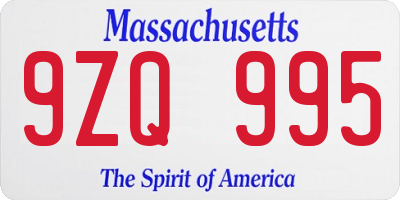 MA license plate 9ZQ995