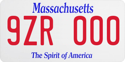 MA license plate 9ZR000