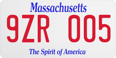 MA license plate 9ZR005