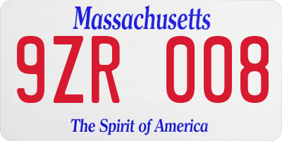 MA license plate 9ZR008