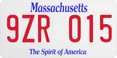 MA license plate 9ZR015