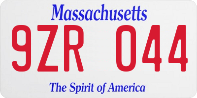 MA license plate 9ZR044