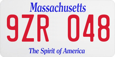 MA license plate 9ZR048