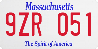 MA license plate 9ZR051