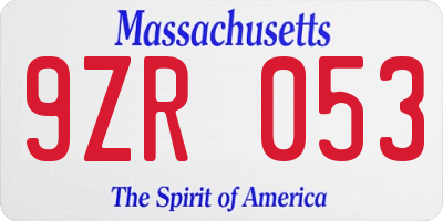 MA license plate 9ZR053