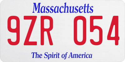 MA license plate 9ZR054