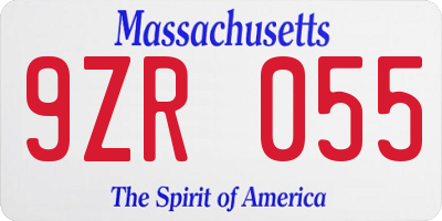 MA license plate 9ZR055