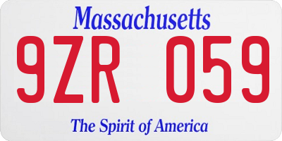 MA license plate 9ZR059