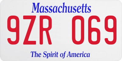 MA license plate 9ZR069