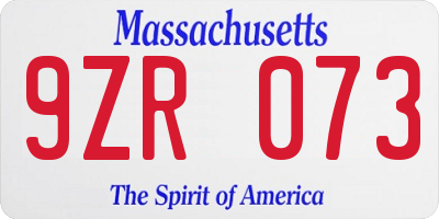 MA license plate 9ZR073