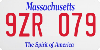 MA license plate 9ZR079