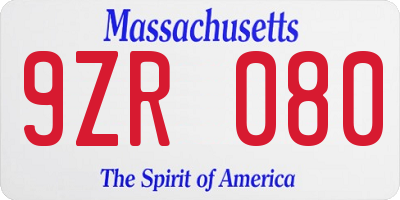 MA license plate 9ZR080