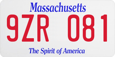 MA license plate 9ZR081