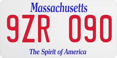MA license plate 9ZR090