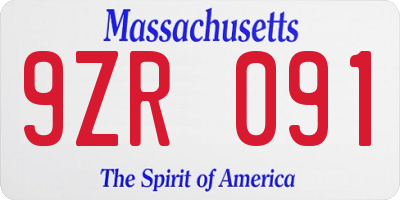 MA license plate 9ZR091