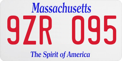 MA license plate 9ZR095