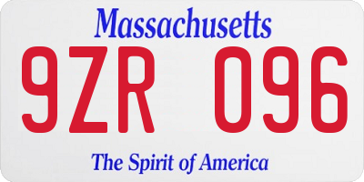 MA license plate 9ZR096