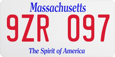 MA license plate 9ZR097