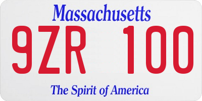 MA license plate 9ZR100