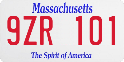 MA license plate 9ZR101