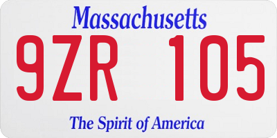 MA license plate 9ZR105