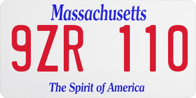 MA license plate 9ZR110