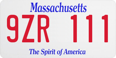 MA license plate 9ZR111