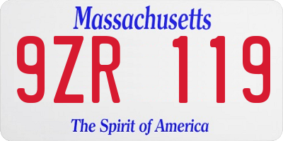 MA license plate 9ZR119
