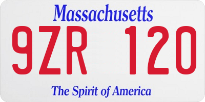MA license plate 9ZR120
