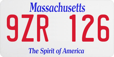 MA license plate 9ZR126