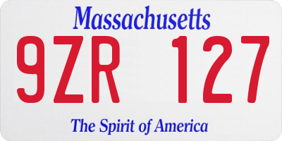 MA license plate 9ZR127