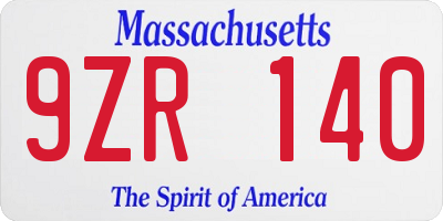 MA license plate 9ZR140