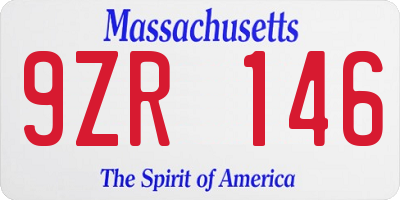 MA license plate 9ZR146
