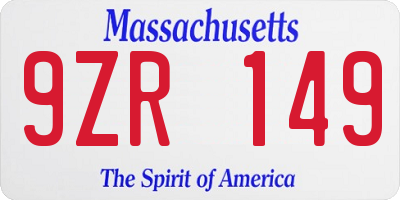 MA license plate 9ZR149