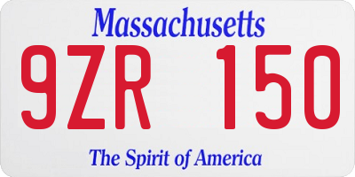 MA license plate 9ZR150