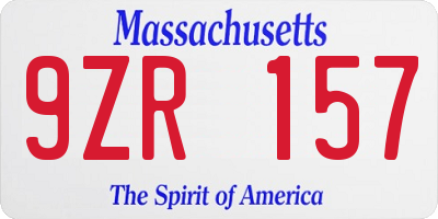 MA license plate 9ZR157
