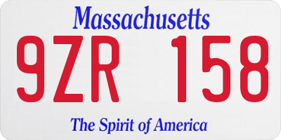 MA license plate 9ZR158