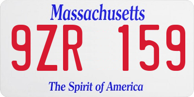 MA license plate 9ZR159