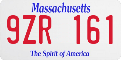 MA license plate 9ZR161