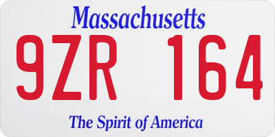 MA license plate 9ZR164