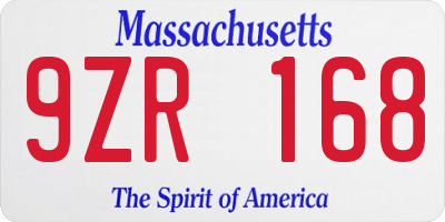 MA license plate 9ZR168